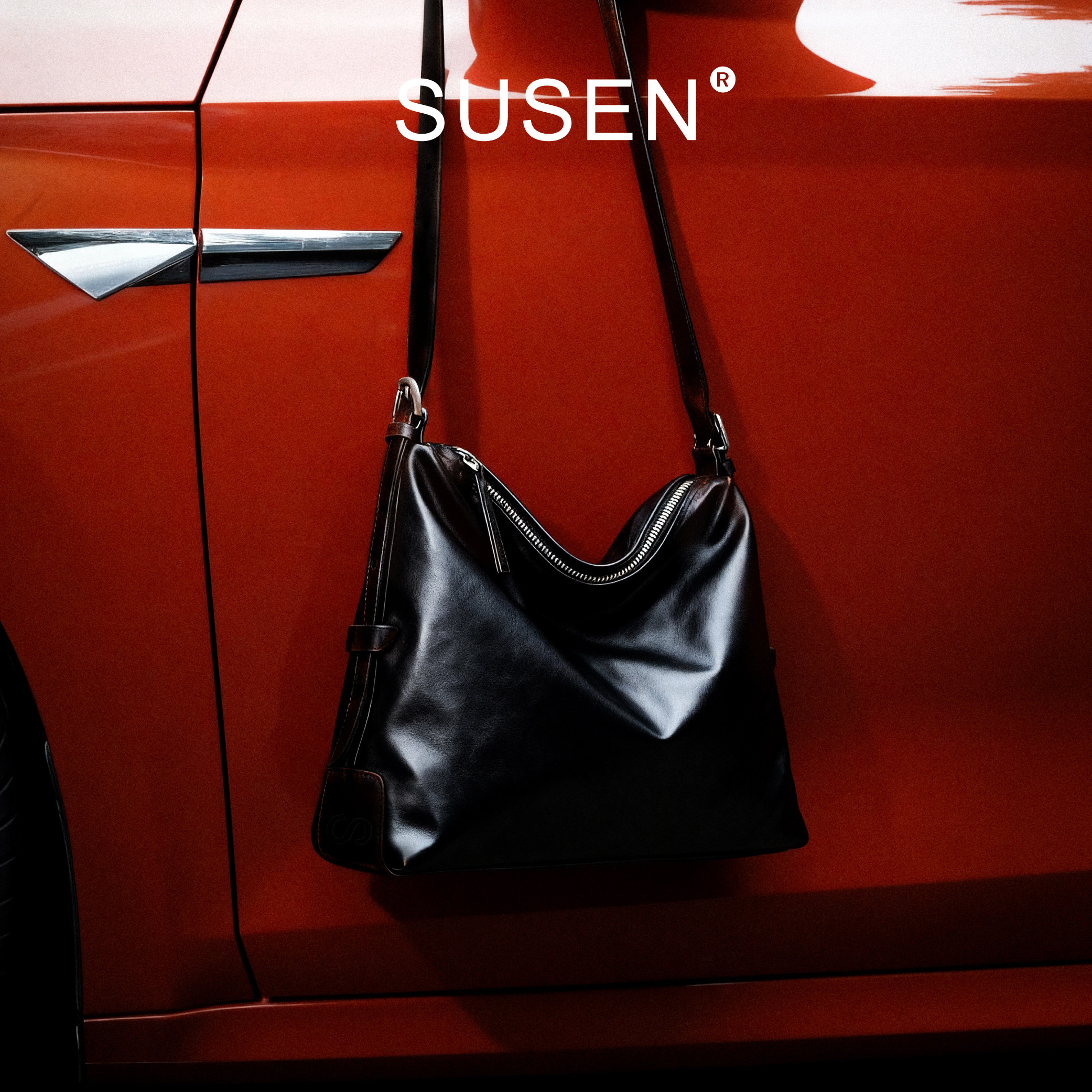 SUSEN城市系列“几何hobo包”手工擦色双色染皮革单肩腋下斜挎包,箱包皮具/热销女包/男包,单肩包,淘宝优惠券,粉丝福利购,淘宝优惠卷