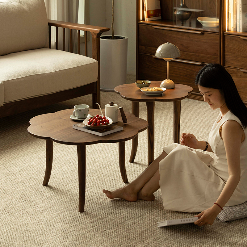 茶几客厅家用黑胡桃木沙发边几小户型轻奢边桌小茶几阳台实木茶桌