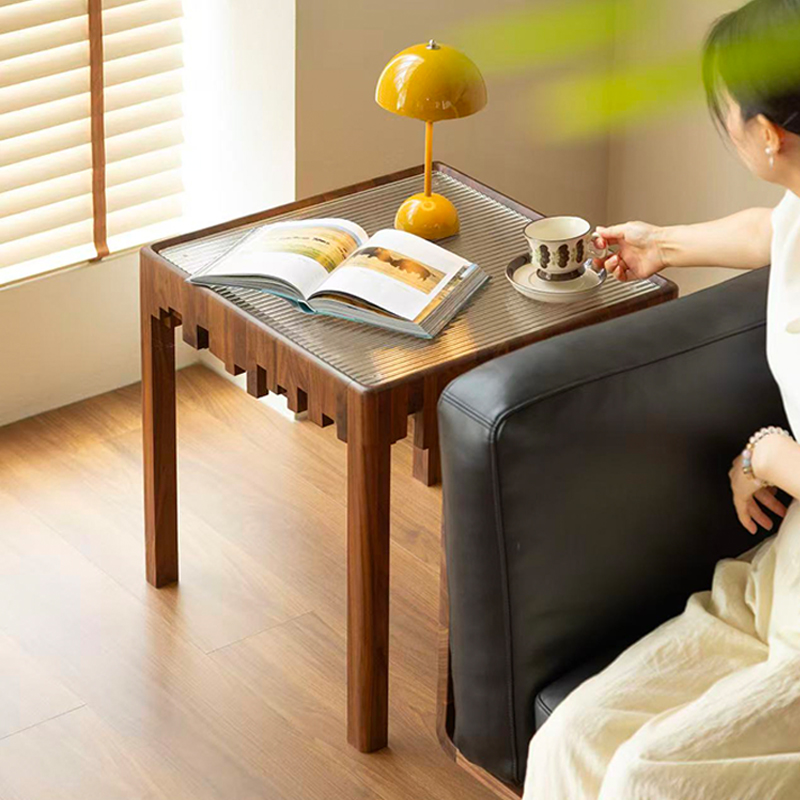 圣贝纳迪黑胡桃木客厅玻璃边几