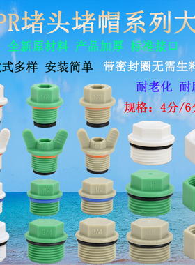 PPR20 25 32堵o头4分堵帽6分1寸外丝堵测压管堵白绿色灰色接头配