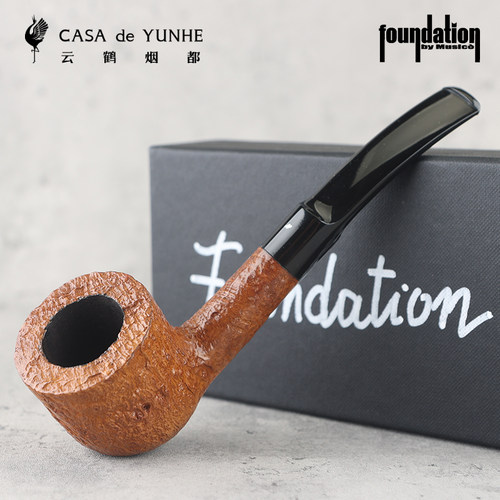 云鹤意大利Foundation手工石楠木烟斗棕喷砂白兰地