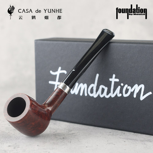 云鹤意大利Foundation手工石楠木烟斗光面撞球银圈1