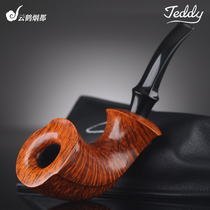 云鹤丹麦Teddy泰迪手工石楠木烟斗光面号角双鹰级
