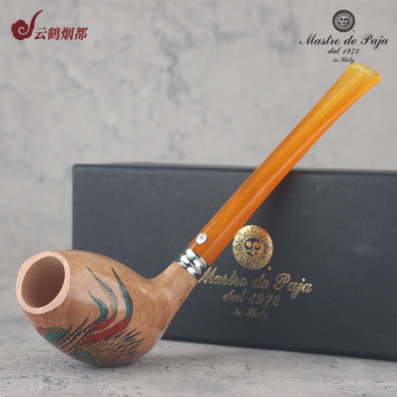 意大利Mastro de Paja马仕手工石楠木烟斗光面手绘鸡