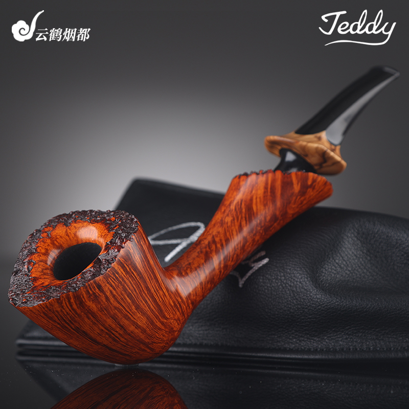 云鹤丹麦Teddy泰迪手工石楠木烟斗光面都柏林长柄单鹰级