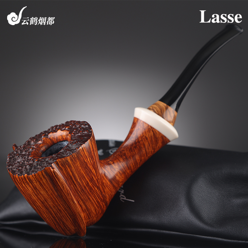 云鹤丹麦Lasse拉塞手工石楠木烟斗光面橡果牙环木环双狮子