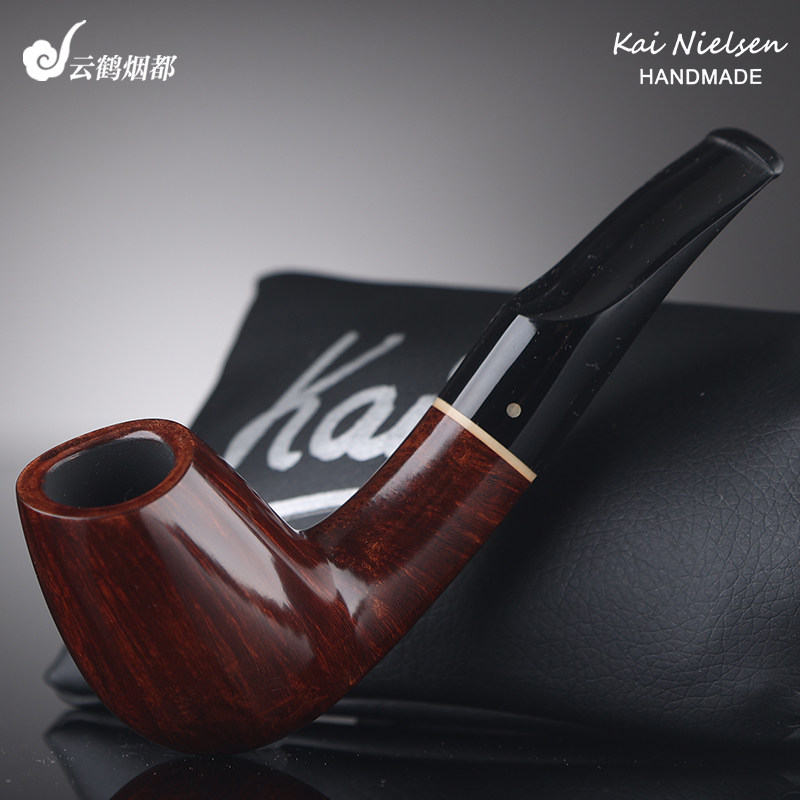云鹤丹麦Kai Nielsen凯&middot;尼尔森手工石楠木烟斗光面白兰地A级2