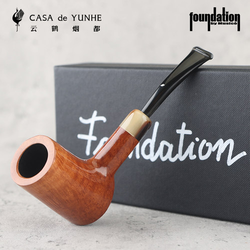 云鹤意大利Foundation手工石楠木烟斗原木光面锤子角环