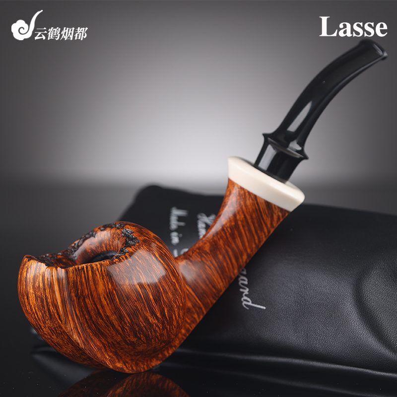 云鹤丹麦Lasse拉塞手工石楠木烟斗光面切线球形牙环双狮子