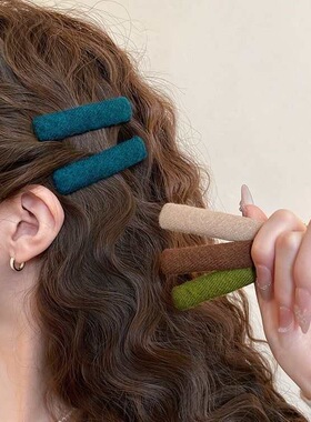 秋冬复古布艺方型发夹女2025新款高端侧边碎发一字夹发卡夹子头饰