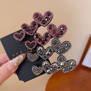 韩国东大门小号水钻爱心发夹女2026新款高端前额碎发刘海夹鸭嘴夹