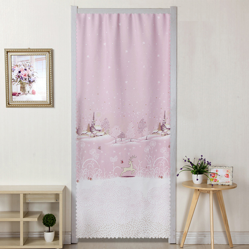 新款防偷窥免打孔定做布艺门帘