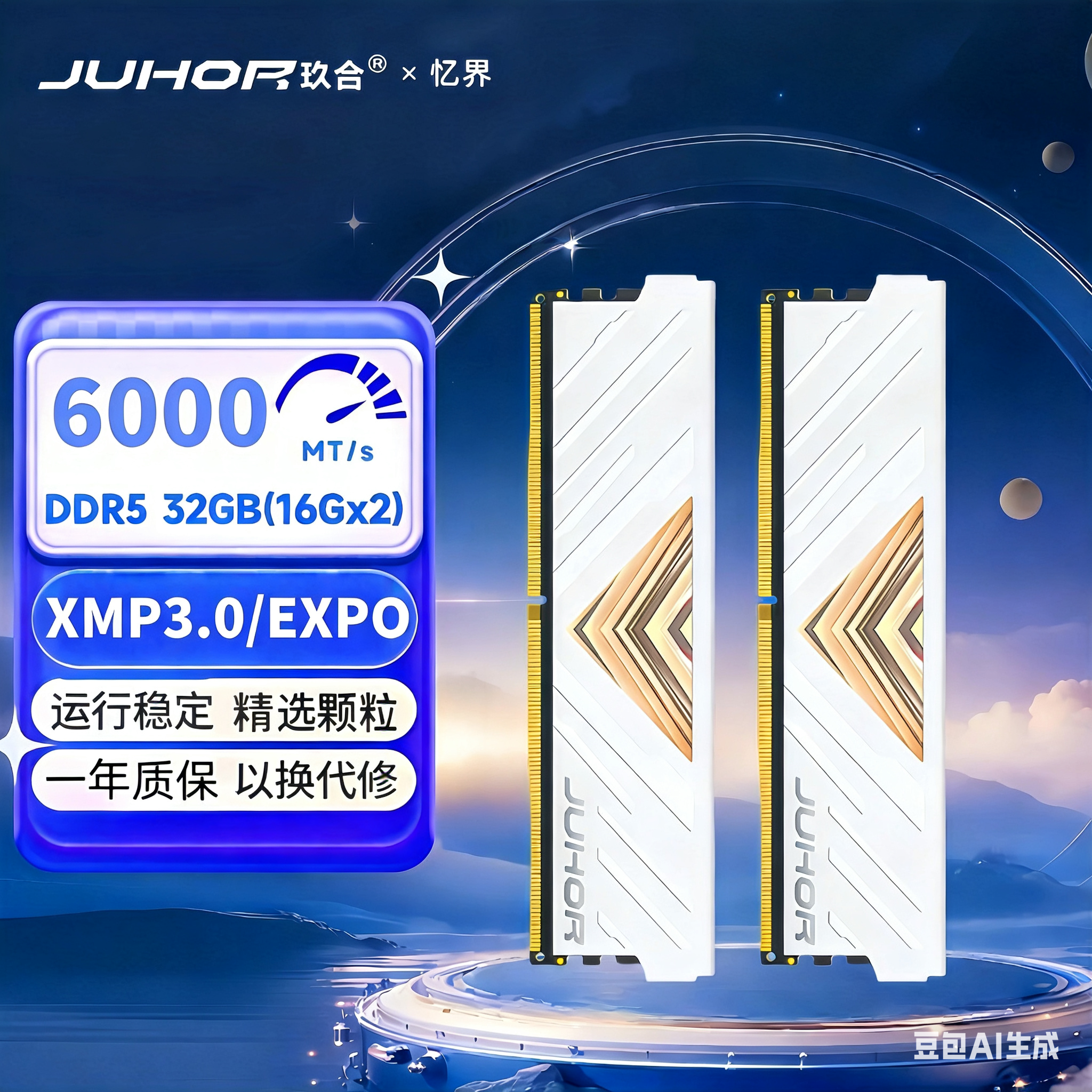 玖合忆界DDR5台式机内存条16g8G4800MHz游戏办公电脑内存马甲套装