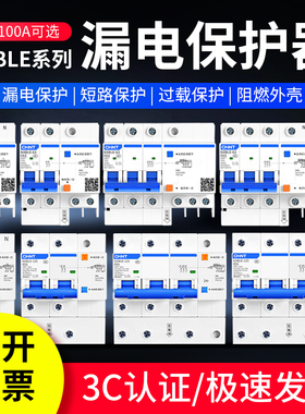 cisn旗舰店 漏电保护器NXBLE家用总电闸漏保空开断路器2P 6-100A