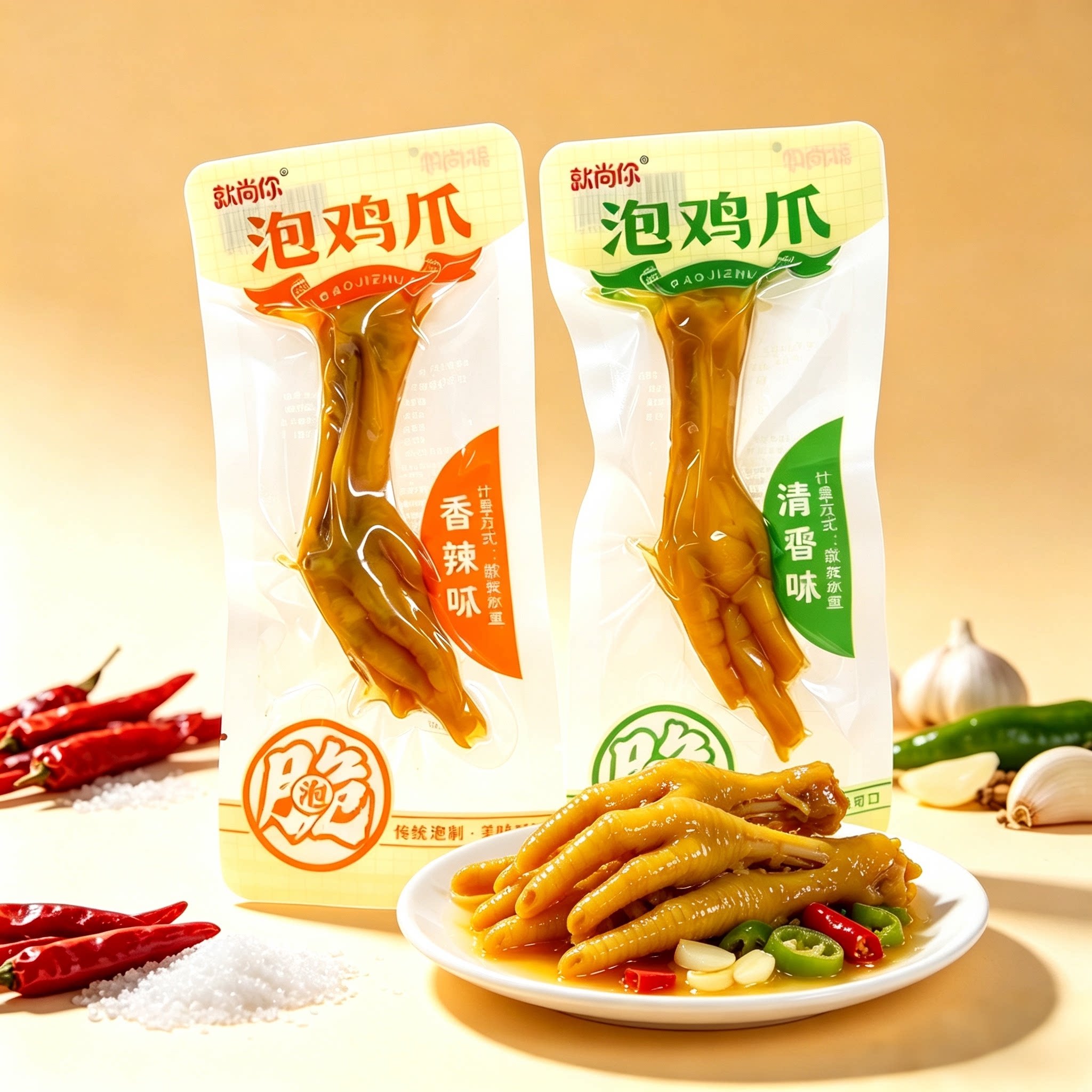 就尚你香辣卤味泡鸡爪开袋即食