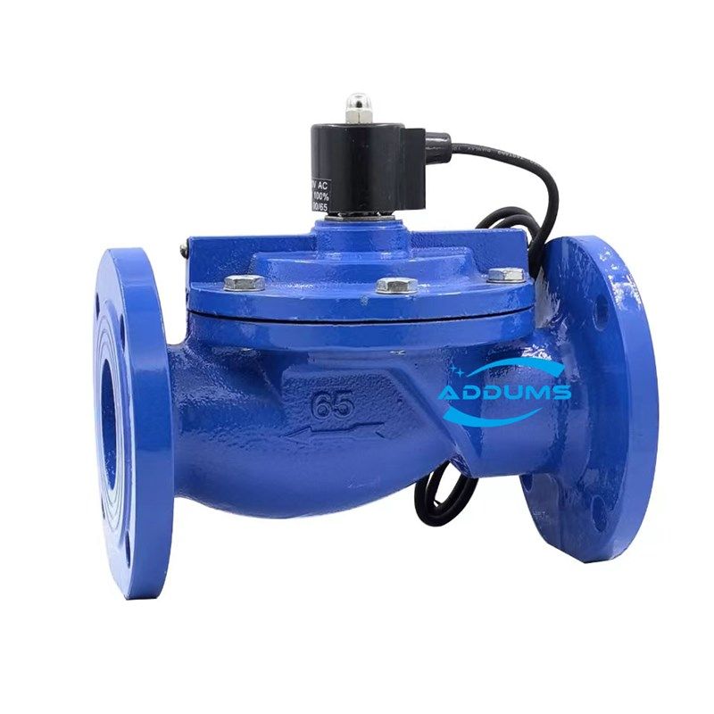 防水法兰电磁开关阀24v220v铸铁水用电磁阀DN40 50 65 80 100 150