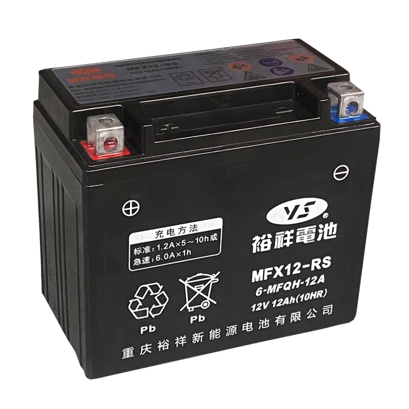 裕祥电池摩托车干电瓶YTX12-BS春风650NK400光阳250赛艇30012V12A图片
