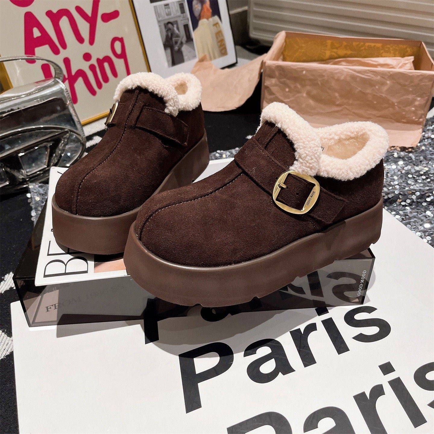 【断码福利】2025新款真皮羊羔毛毛鞋金属扣厚底松糕一脚蹬勃肯鞋,女鞋,勃肯鞋/软木鞋,淘宝优惠券,粉丝福利购,淘宝优惠卷