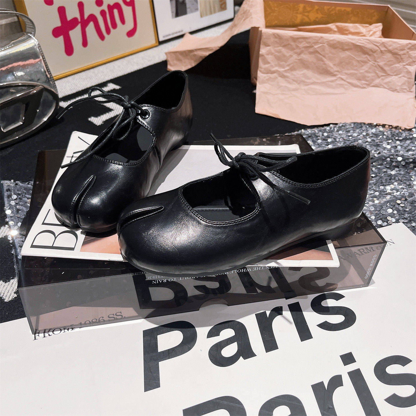 软皮版~欧货系带一字玛丽珍分趾猪蹄鞋平底鞋单鞋乐福鞋小皮鞋女,女鞋,时尚芭蕾鞋,淘宝优惠券,粉丝福利购,淘宝优惠卷