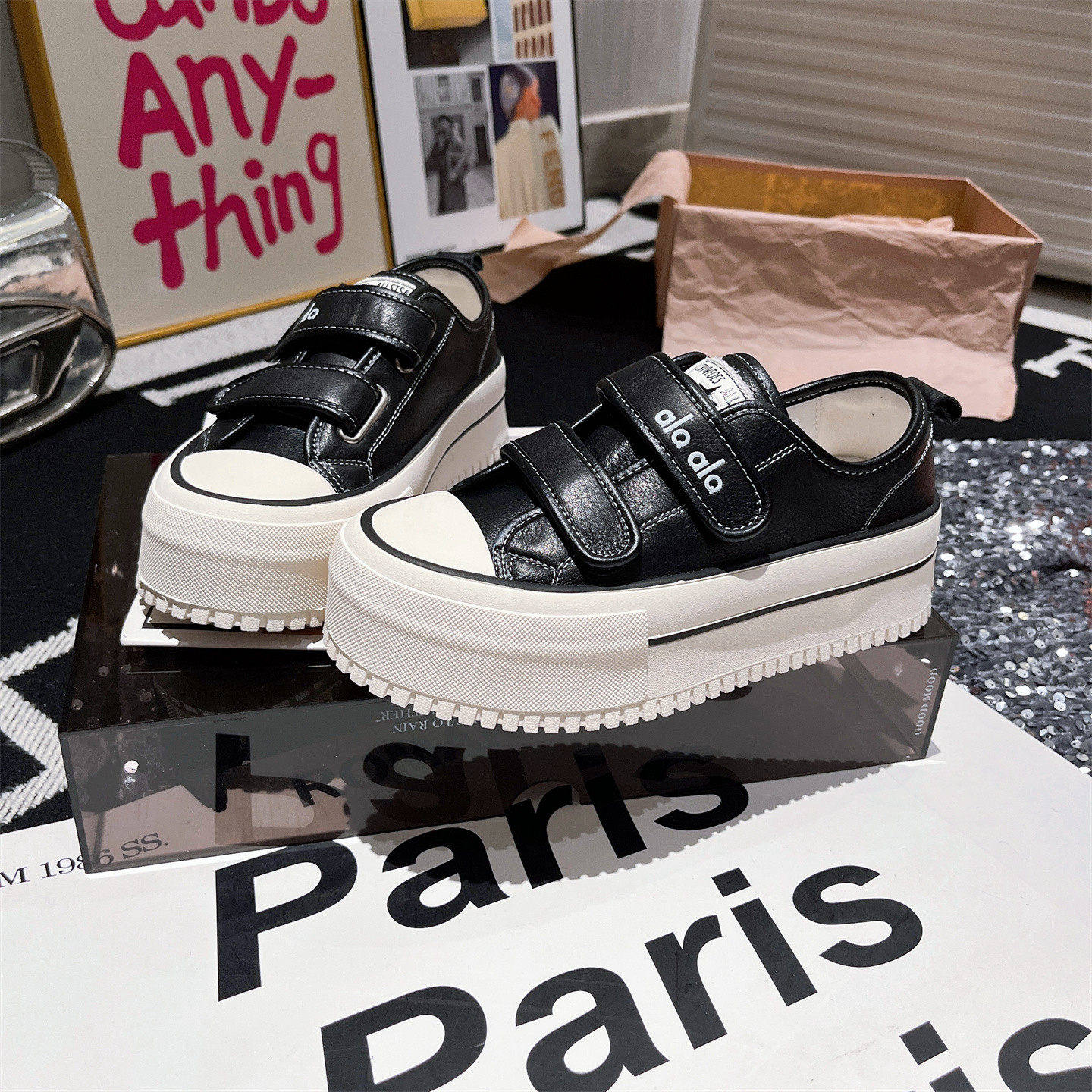 真皮版~韩版贝壳头魔术贴厚底松糕字母小白鞋休闲鞋板鞋饼干鞋女,女鞋,时尚休闲鞋,淘宝优惠券,粉丝福利购,淘宝优惠卷