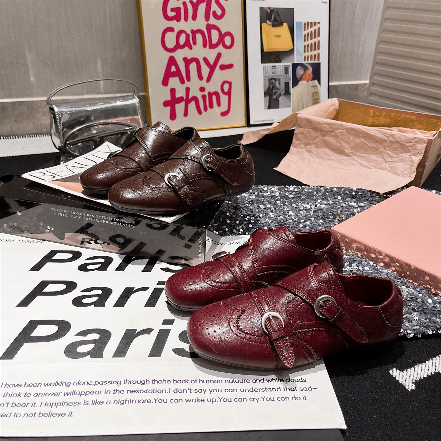 真皮版~英伦风经典软皮金属扣小皮鞋布洛克乐福鞋平底鞋单鞋女鞋,女鞋,牛津鞋/布洛克鞋/德比鞋,淘宝优惠券,粉丝福利购,淘宝优惠卷