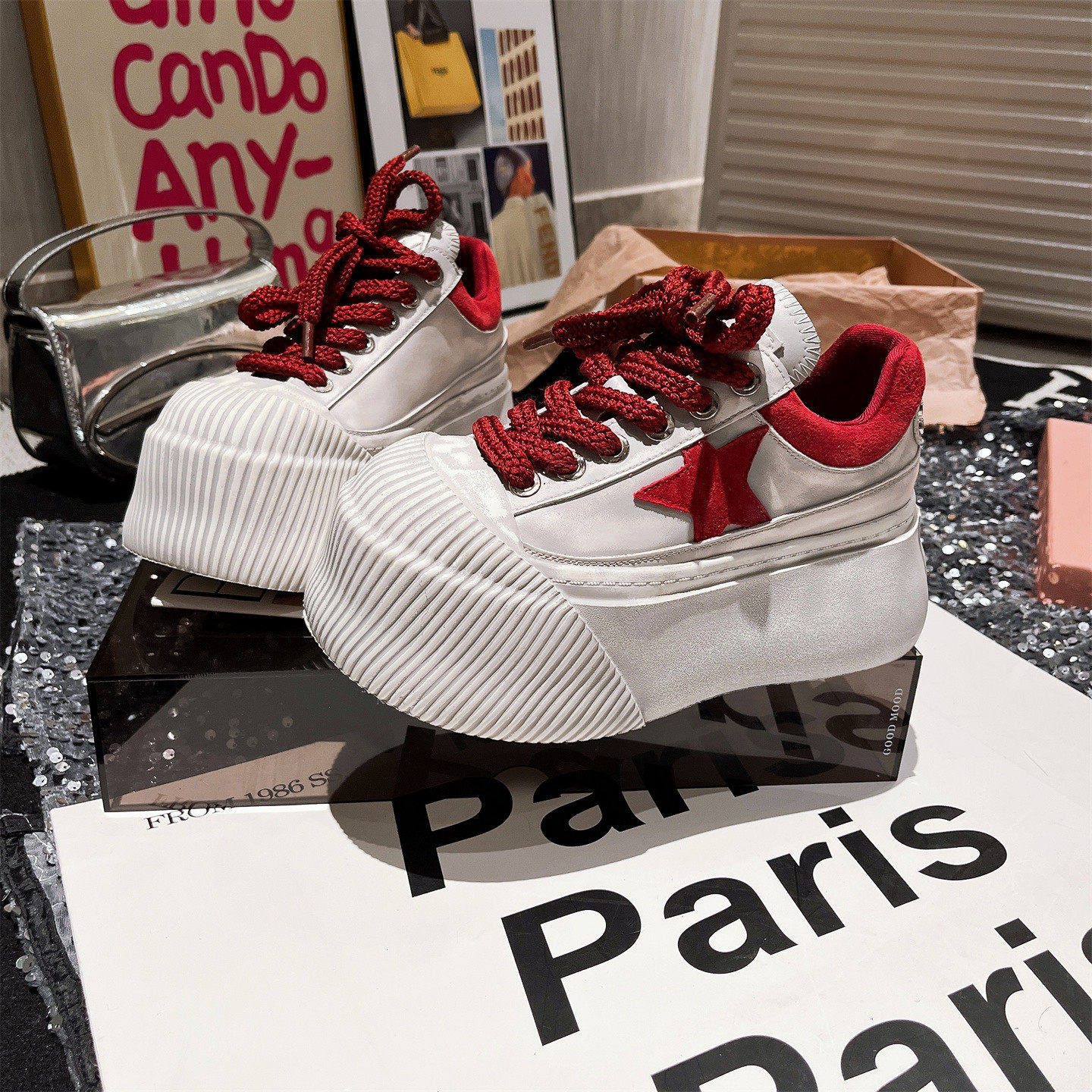 真皮版~贝壳头做旧擦色系带星星小脏鞋脏鞋休闲板鞋6cm面包鞋女鞋,女鞋,时尚休闲鞋,淘宝优惠券,粉丝福利购,淘宝优惠卷