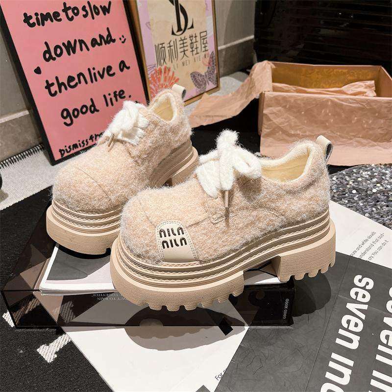 欧洲站大头字母JK小皮鞋厚底松糕系带毛呢毛毛鞋乐福鞋小个子女鞋,女鞋,松糕（摇摇）鞋,淘宝优惠券,粉丝福利购,淘宝优惠卷