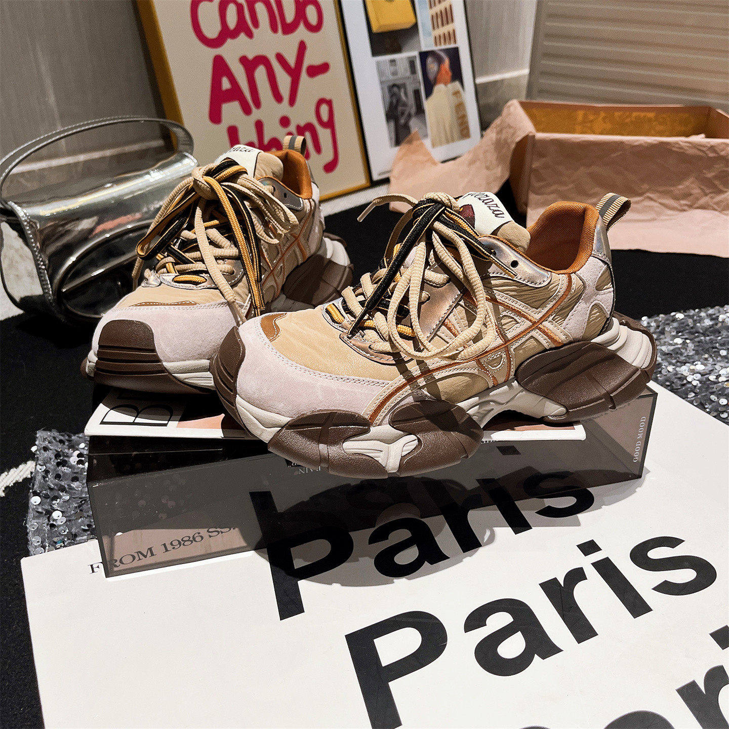 真皮版~欧货小众设计感系带厚底松糕老爹鞋帅气运动鞋休闲鞋女鞋,女鞋,老爹鞋,淘宝优惠券,粉丝福利购,淘宝优惠卷