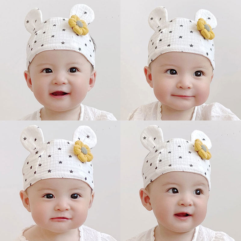 婴儿囟门帽子夏季薄款女宝宝护囟门护头囟帽卤门女婴新生胎帽夏天