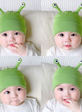 春夏季薄款婴儿帽子超萌可爱男女宝宝护囟门帽新生儿童小怪物胎帽