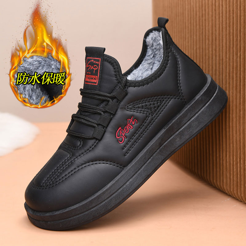 冬季老北京棉鞋女款加绒棉鞋中老年舒适妈妈防滑软底一脚蹬雪地靴