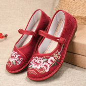 防滑软底透气奶奶浅口单鞋 春夏老北京布鞋 女中老年休闲妈妈绣花鞋