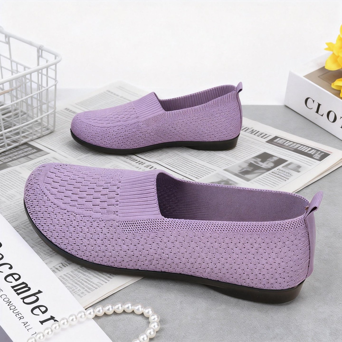 2026新款春季防滑网面透气休闲单鞋中老年轻便舒适一脚蹬软底单鞋,女鞋,网面鞋,淘宝优惠券,粉丝福利购,淘宝优惠卷