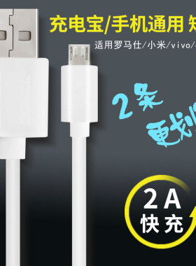适用罗马仕充电宝短线小米移动电源OPPO安卓手机vivo数据线2A充电器线