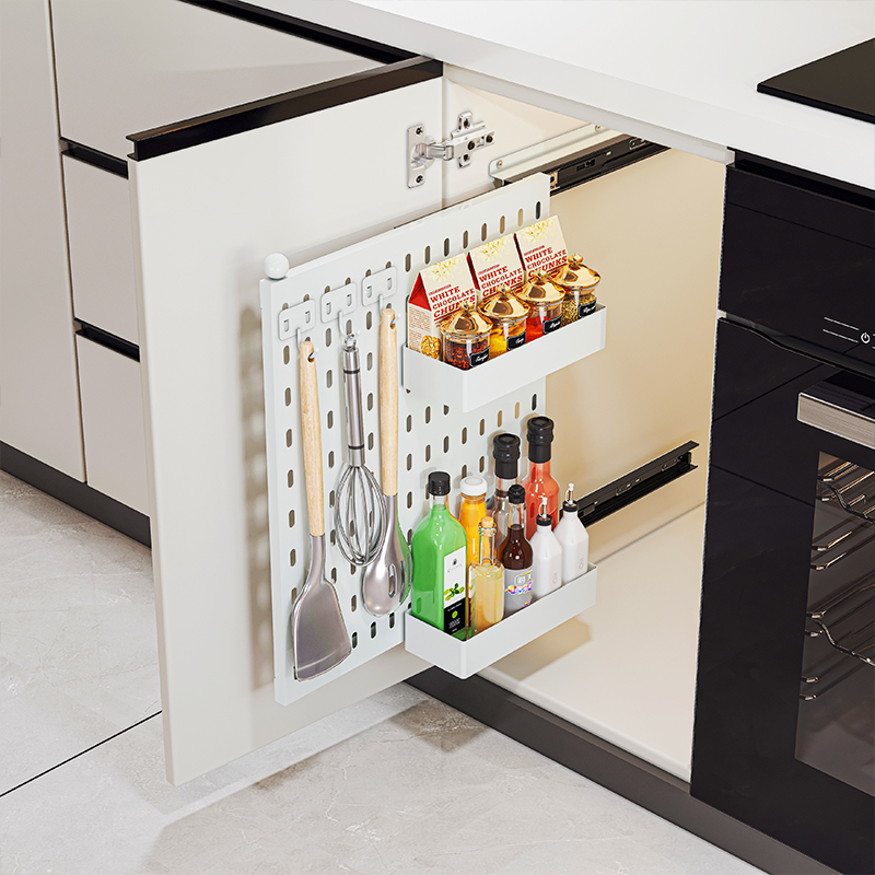 拉篮抽拉式橱柜内洞洞板置物架