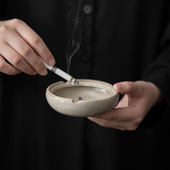装 创意陶瓷带盖小号茶几家用个性 饰烟缸 包子烟灰缸