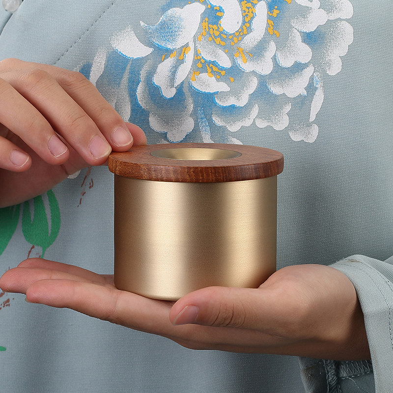 铜实木烟灰缸新中式复古创意个性潮流家用客厅办公室烟缸男士礼物