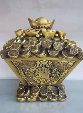纯铜聚宝盆摆件象耳存钱