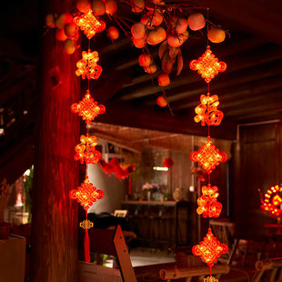 2026年新品家用门口客厅橱窗挂联中国结led彩灯装饰灯新年布置灯