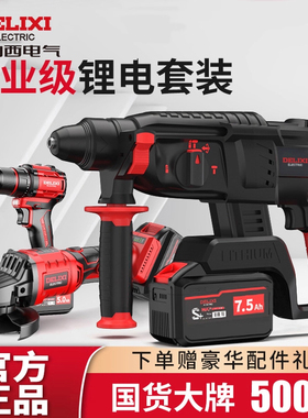 德力西充电电镐电锤三用大功率混凝土电动无刷工具套装锂电冲击钻