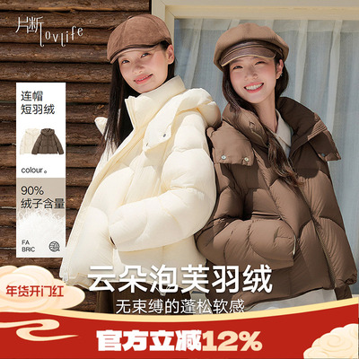 片断羽绒服女新款小众软糯泡芙美拉德立领连帽设计感时尚外套