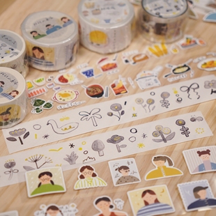 有点文创画像/好好吃饭/小花/小树/小句盐系文字字素手帐切膜胶带