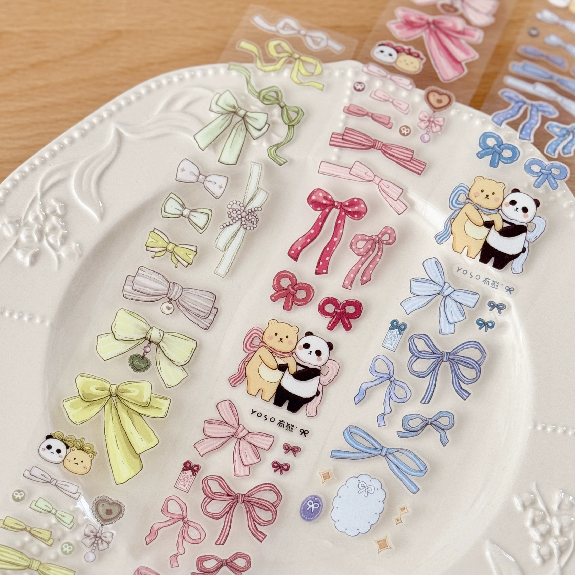 有熊蝴蝶结手帐胶带模切贴纸卷