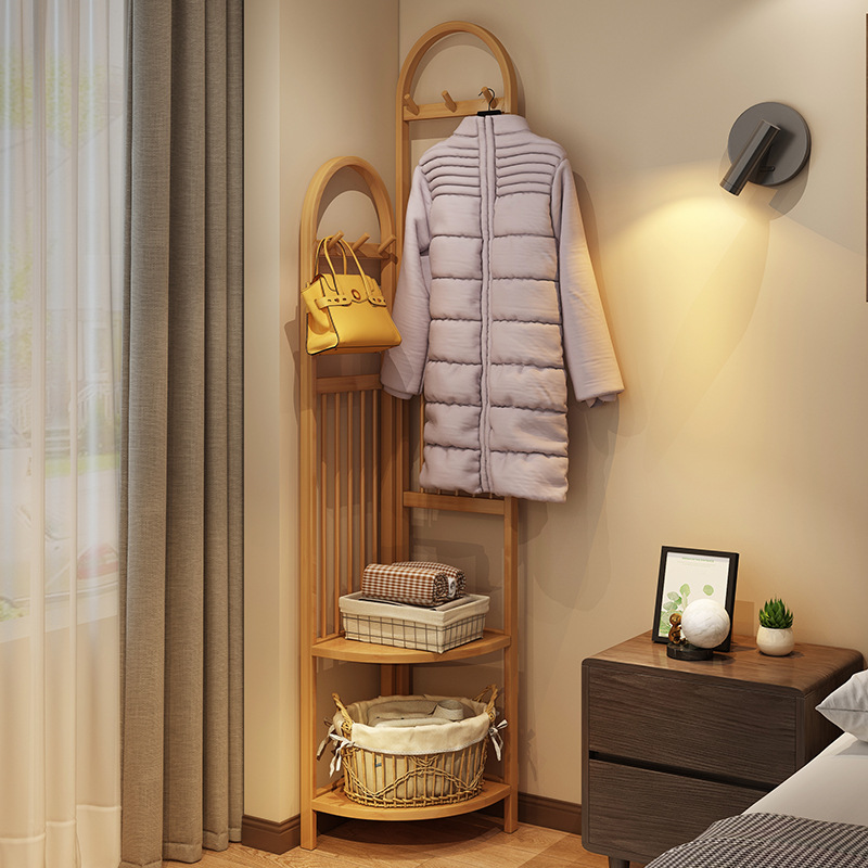 墙角转角衣帽架ins风简易挂衣架落地家用卧室床边多功能晾衣架子