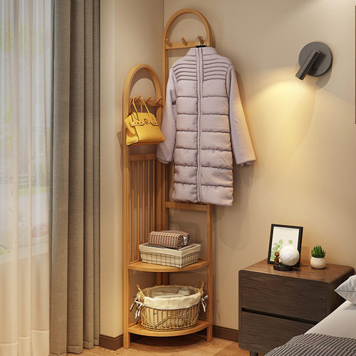 墙角转角衣帽架ins风简易挂衣架落地家用卧室床边多功能晾衣架子