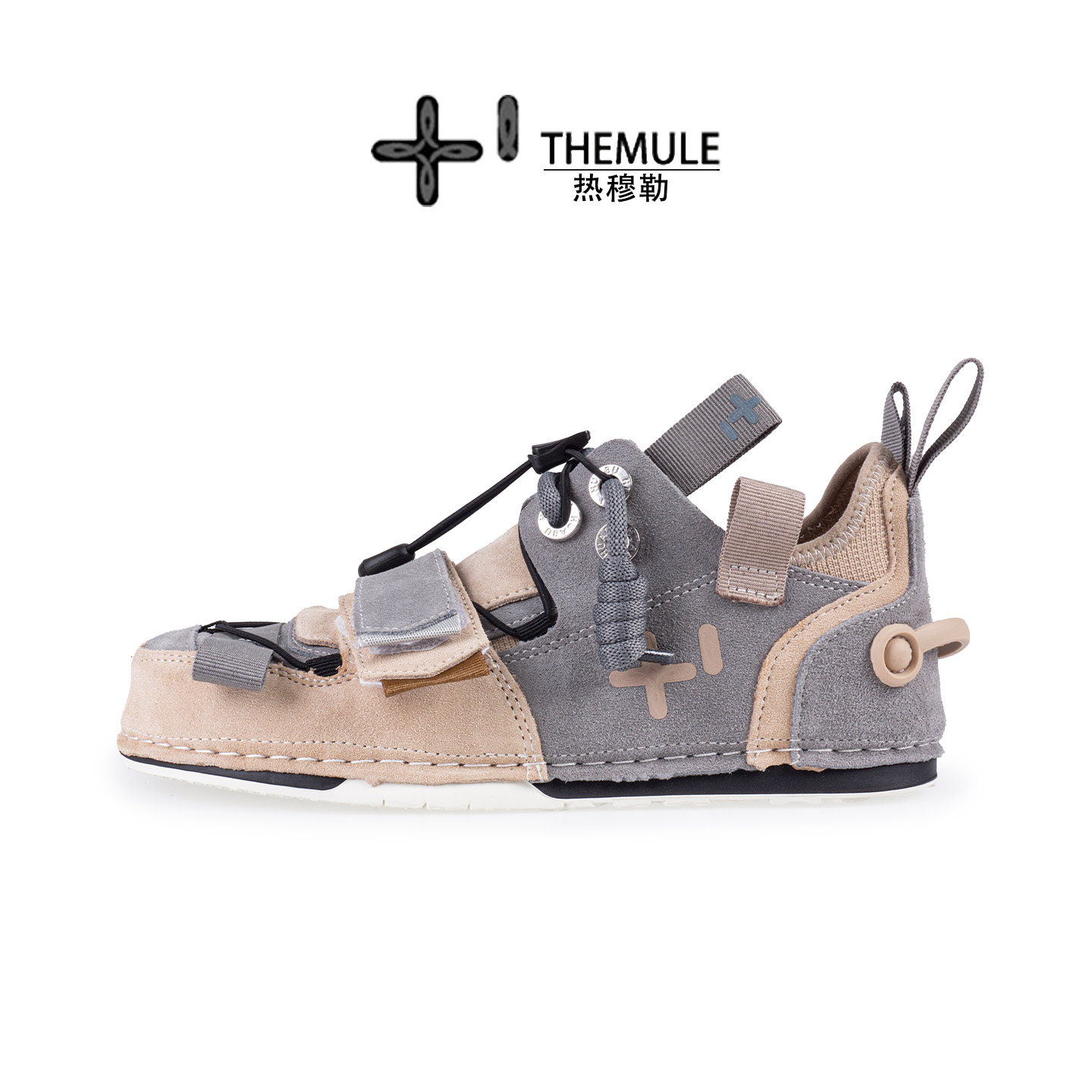 THEMULE韩版丑萌大头鞋女魔术贴拼色休闲男鞋透气机能风潮鞋宽