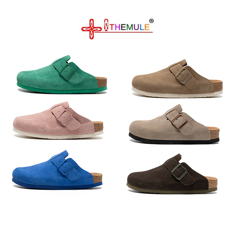 厚底勃肯鞋女半拖真皮2025新款休闲真皮软木鞋一脚蹬包头鞋半包男
