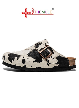 THEMULE勃肯鞋半拖勃肯鞋爱心牛奶女马毛热穆勒鞋半包包头拖鞋