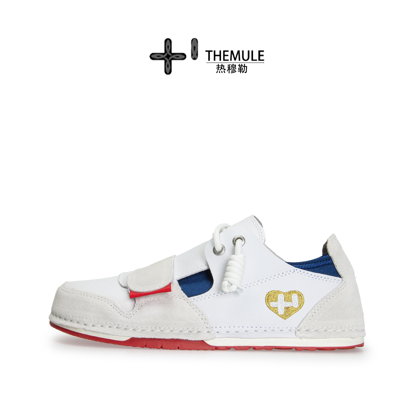 THEMULE桃心丑萌大头鞋女拼色真皮单鞋男外穿赤足鞋宽头小众丑