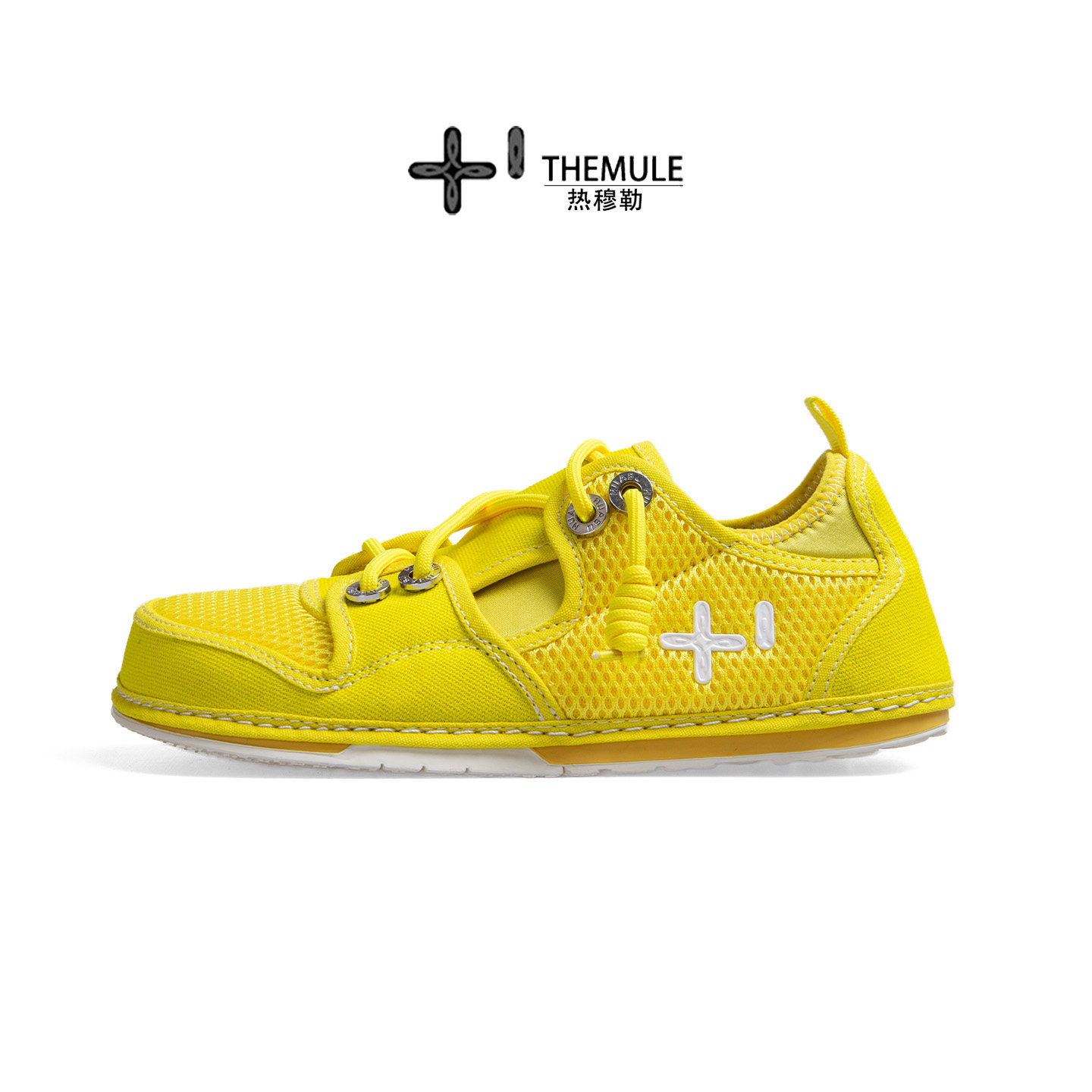 THEMULE丑萌大头帆布鞋女透气网面鞋一脚蹬休闲鞋胖宽脚大码鞋